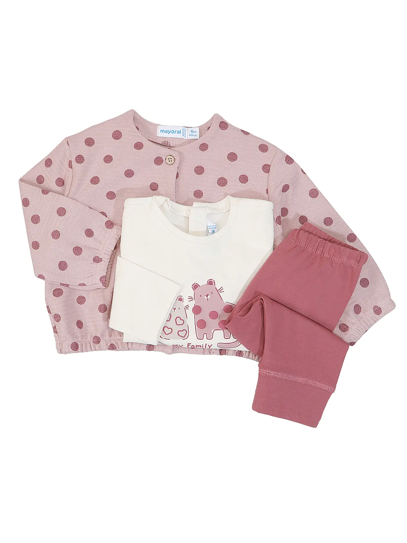 MAYORAL | Baby Set 3-Teilig Jäckchen, Langarmshirt und Leggings | 